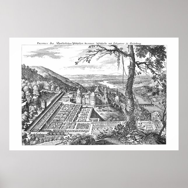 MERIAN - Heidelberg - Hortus Palatinus 1620 Poster (Front)