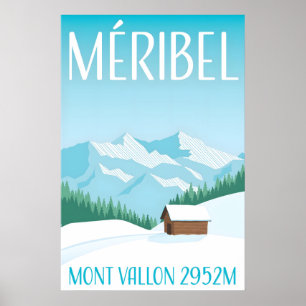Meribel Minimalist Ski Resort Travel Poster