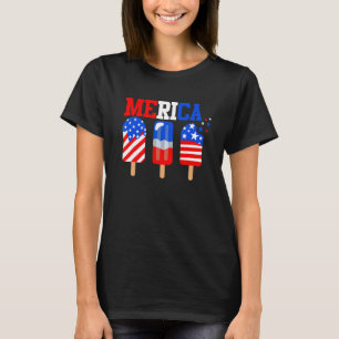 Merica 4th of July 4th Of July Popsicle Us Flag T-Shirt