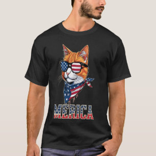 Merica 4th Of July Cat - Meowica Cat US Flag Patri T-Shirt