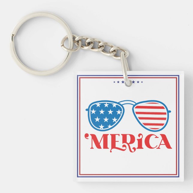 Merica 4th of July Design-32042 Key Ring (Front)