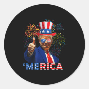 Merica 4th Of July Funny Trump Fireworks Independe Classic Round Sticker