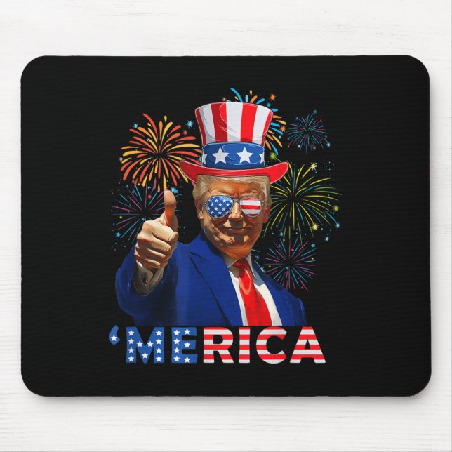 Merica 4th Of July Funny Trump Fireworks Independe Mouse Mat (Front)