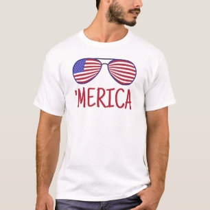 'Merica 4th Of July Glasses T-Shirt