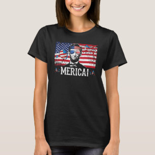 Merica 4th Of July Men American Flag Usa Sunglasse T-Shirt