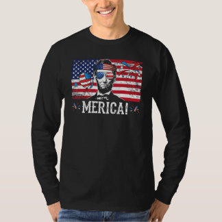 Merica 4th Of July Men American Flag Usa Sunglasse T-Shirt