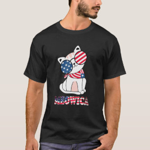 Merica 4th of July Meowica Kitty Cat American Flag T-Shirt