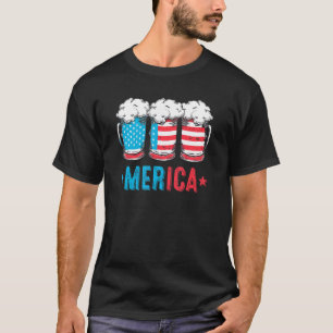 Merica 4th Of July Patriotic Beer Usa Flag T-Shirt