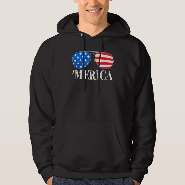 Merica 4th Of July Sunglasses Patriotic Boys Kids  Hoodie (Front)