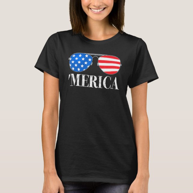 Merica 4th Of July Sunglasses Patriotic Boys Kids  T-Shirt (Front)