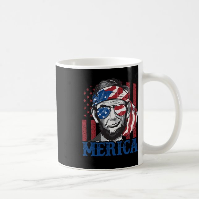 Merica Abraham Lincoln 4th Of July Shirt Men Ameri Coffee Mug (Right)