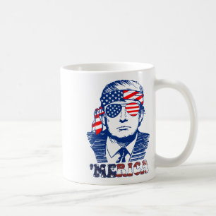 Merica America Happy 4th Of July Trump American Fl Coffee Mug