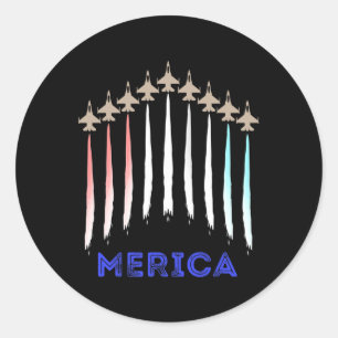 Merica America Jet Flag Trump Patriot Veteran Gift Classic Round Sticker