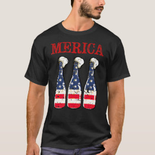Merica American Flag 4th Of July Beer Drinking 3 T-Shirt
