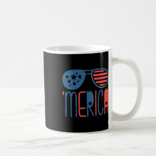 Merica American Flag Aviators Toddler 4th July Whi Coffee Mug