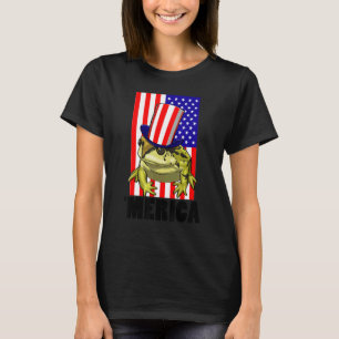 Merica American Flag Frog  Women Frog Love 1 T-Shirt