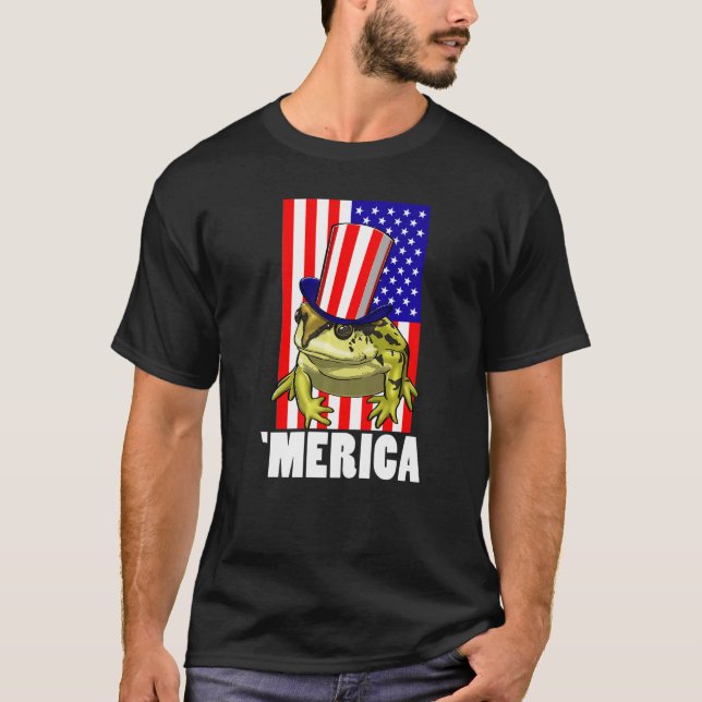 Merica American Flag Frog  Women Frog Love  5 T-Shirt (Front)