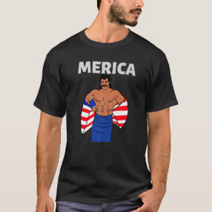 Merica American Mullet Business In Front Party In  T-Shirt