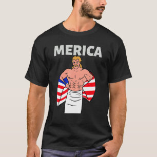 Merica American Mullet Business In Front Party In T-Shirt