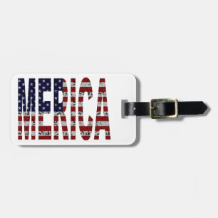 MERICA - American Pride Slang USA Flag Luggage Tag