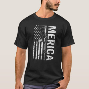 Merica   Ar15 Gun Usa Flag Pro Guns 2nd Amendment T-Shirt