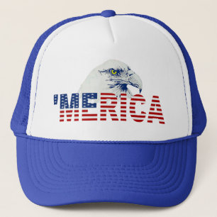 'MERICA Bald Eagle U.S. Flag Hat (blue)