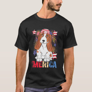 Merica Beagle American Flag Cap Fireworks 4th Of J T-Shirt