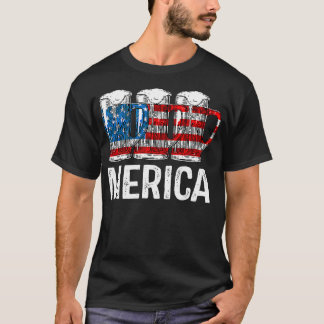 Merica Beer American Flag T 4th of July Gift T-Shirt
