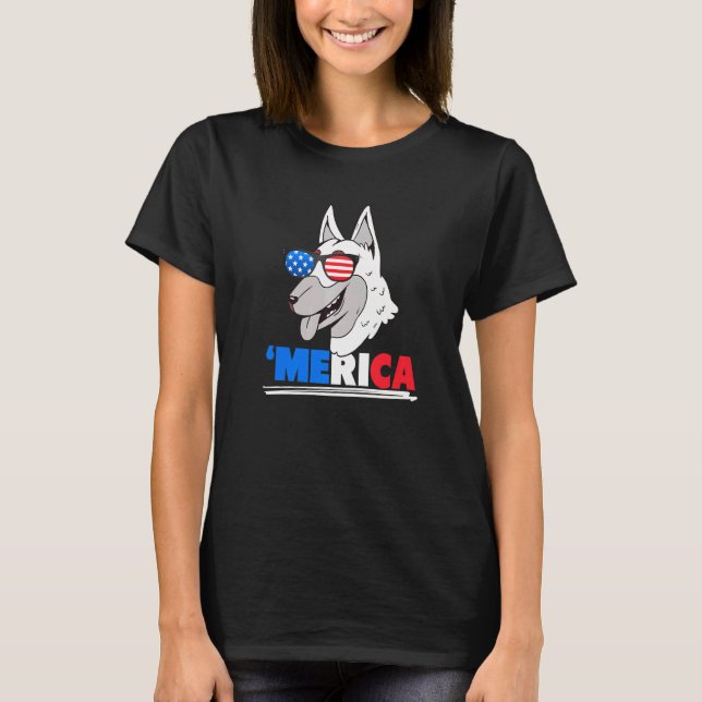 Merica Belgian Malinois Dog   T-Shirt (Front)