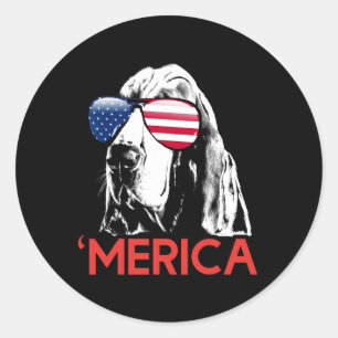 Merica Bet Hound American Flag 4th Of July Classic Round Sticker