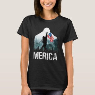 Merica Big Foot 4th Of July Us Flag American Men W T-Shirt