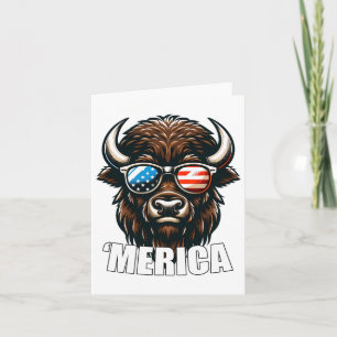 Merica Bison Funny American Patriotic Usa 4th Of J Card