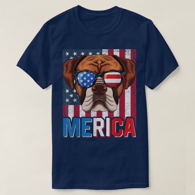 Merica Boer Dog 4th of July Gifts American Flag  T-Shirt (Design Front)