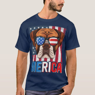 Merica Boer Dog 4th of July Gifts American Flag  T-Shirt