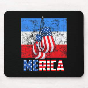 Merica Box Gloves American Flag 4th Of July Boxing Mouse Mat