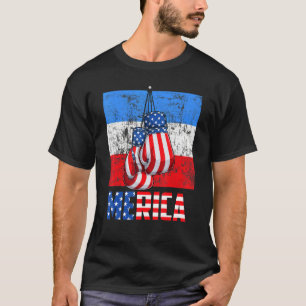 Merica Box Gloves American Flag 4th Of July Boxing T-Shirt