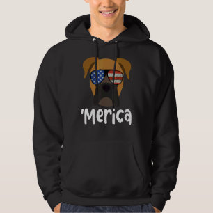 Merica Boxer Dog 4th of July American Flag Hoodie