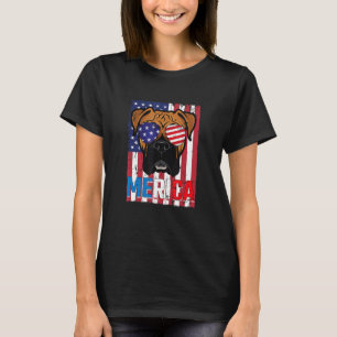 Merica Boxer Dog 4th Of July American Flag T-Shirt