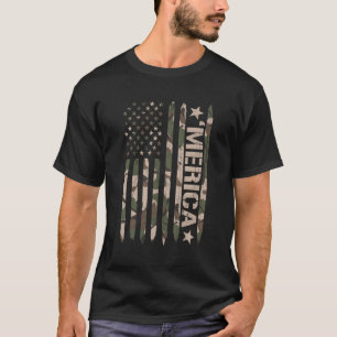 Merica Camo American Flag Camouflage Camoflauge T-Shirt