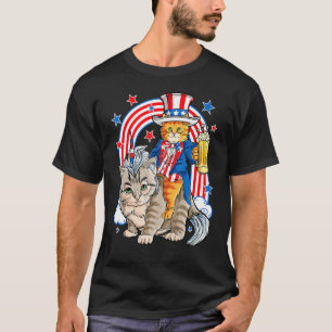 Merica Cat Happy 4th Of July Cat Unicorn Meowica U T-Shirt