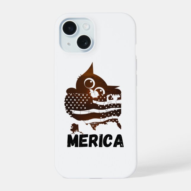 Merica cat iPhone 15 case (Back)