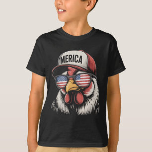 Merica Chicken American Flag Usa Farmer Funny 4th T-Shirt