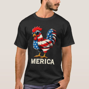 Merica Chicken USA American Flag Happy 4th of July T-Shirt