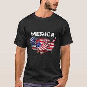 Merica Chicken With Beer Usa Flag 4th Of July T-Shirt