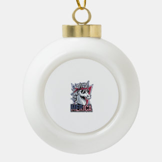 Merica Cool Unicorn Patriotic Vibes Tank Top Ceramic Ball Christmas Ornament