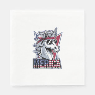 Merica Cool Unicorn Patriotic Vibes Tank Top Napkin