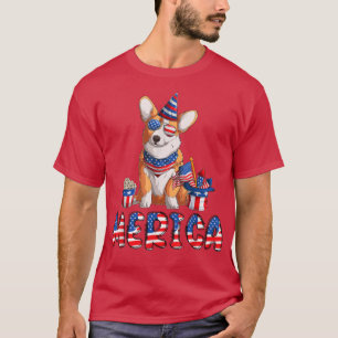 Merica Corgi 4th of July American USA Flag Corgi D T-Shirt