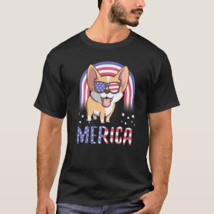 Merica Corgi Dog Usa American Flag 4th Of July Pat T-Shirt