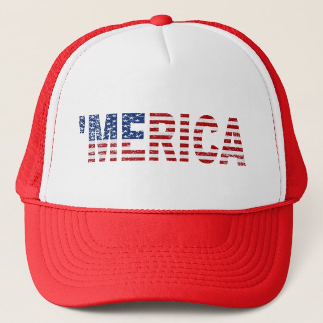 'MERICA Distressed US Flag Hat (Front)