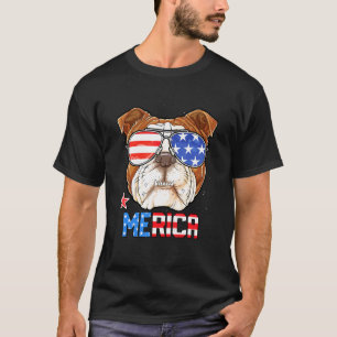 Merica Dog 4th Of July American Flag Merica Dog T-Shirt